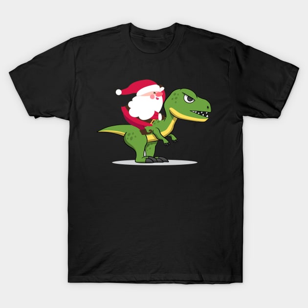 Santa Riding Dinosaur T rex funny christmas T-Shirt by Flipodesigner